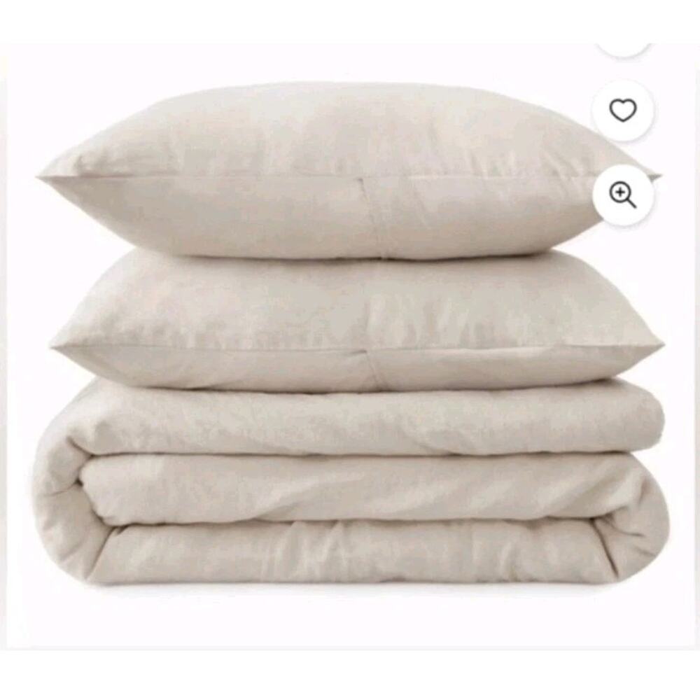 WelHome Cotton Linen Relaxed Duvet Cover 3 Piece Set Full/Queen